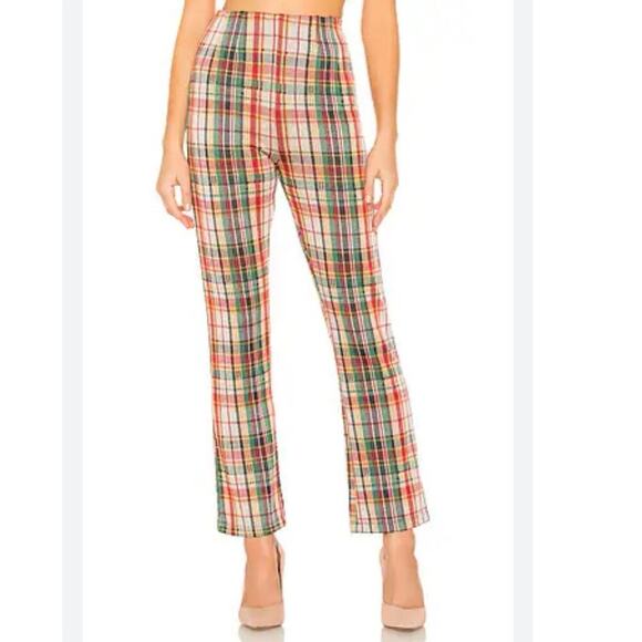 Free People Clean Crop Flare Trouser Pants Red Green Paid Size 0 - Picture 2 of 8